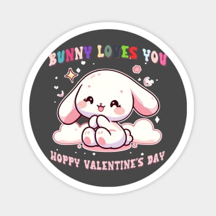 Adorable Rabbit in Shades of Pink, Blue, Red, and White: A Valentine's Day Delight Magnet